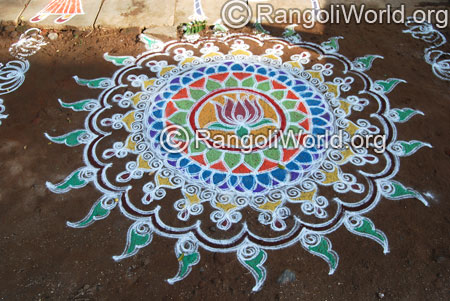 Traditional lotus freehand rangoli aug2014