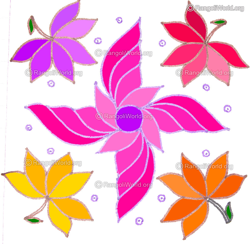 Swastik pink flowers kolam may1 2015