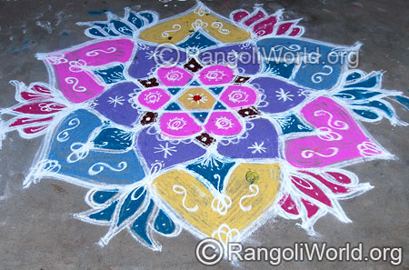 Star lotus freehand rangoli april14 2015