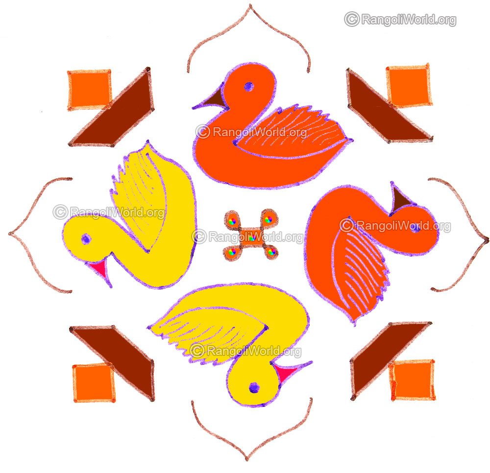 Duck and vilakku kolam april24 2015