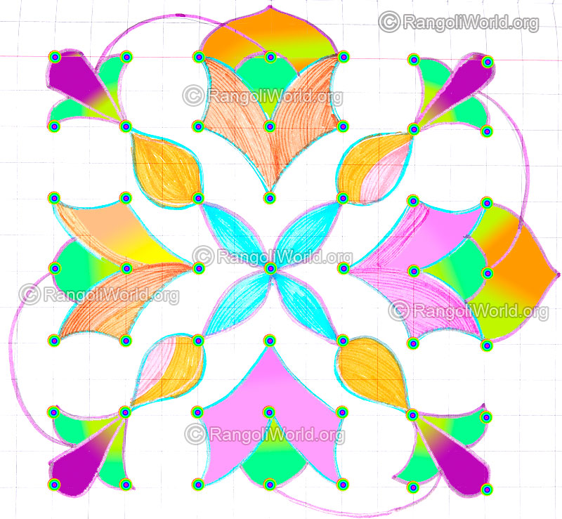Simple flower kolam may8 2015 with dots