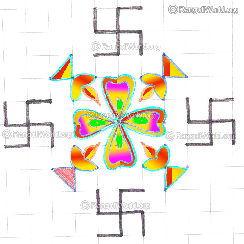 Small swastik karthigai deepam flower kolam may8 2015
