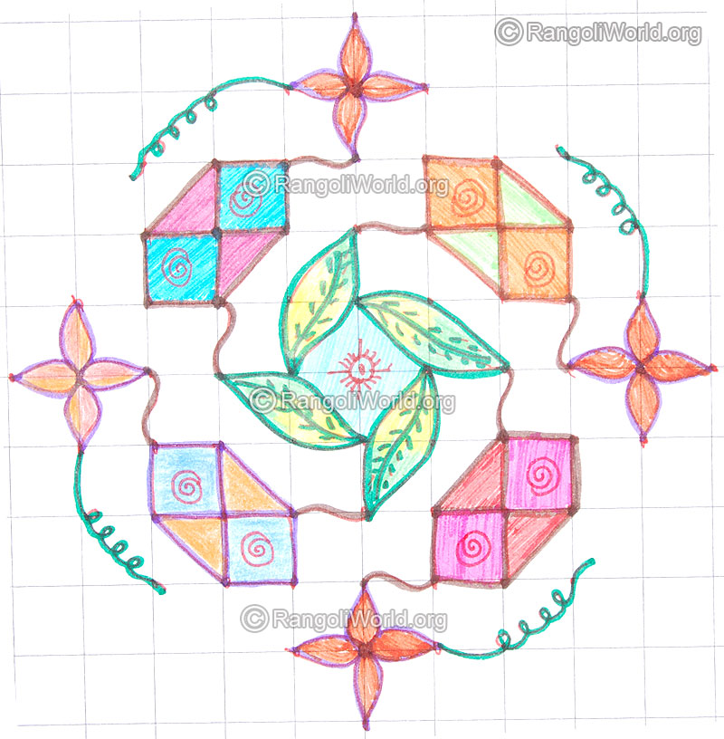 Swastik flower leaf kolam may8 2015