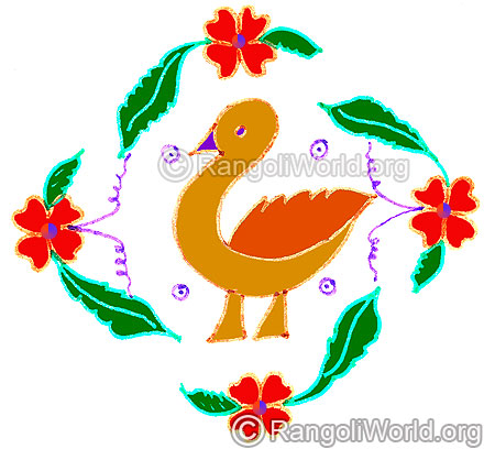 Duck and flowers kolam april24 2015