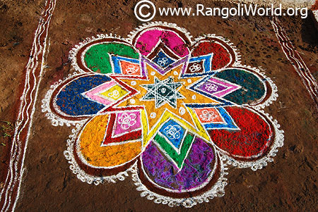 Star pooja freehand rangoli 2017