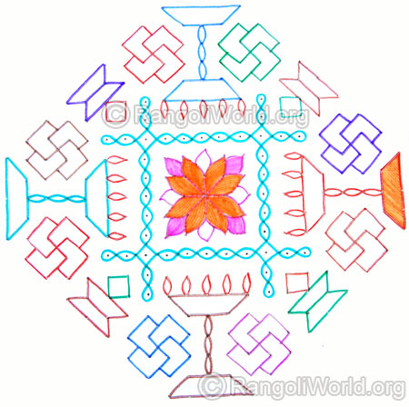 Swastik & kuthu vilakku kolam Oct 2014