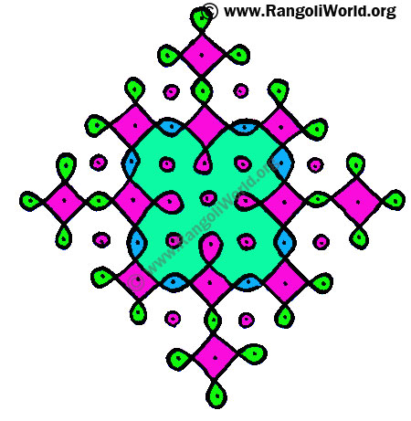 11to 1 Parallel Dots Kolam