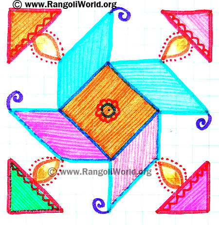 Swastika Lamp Kolam