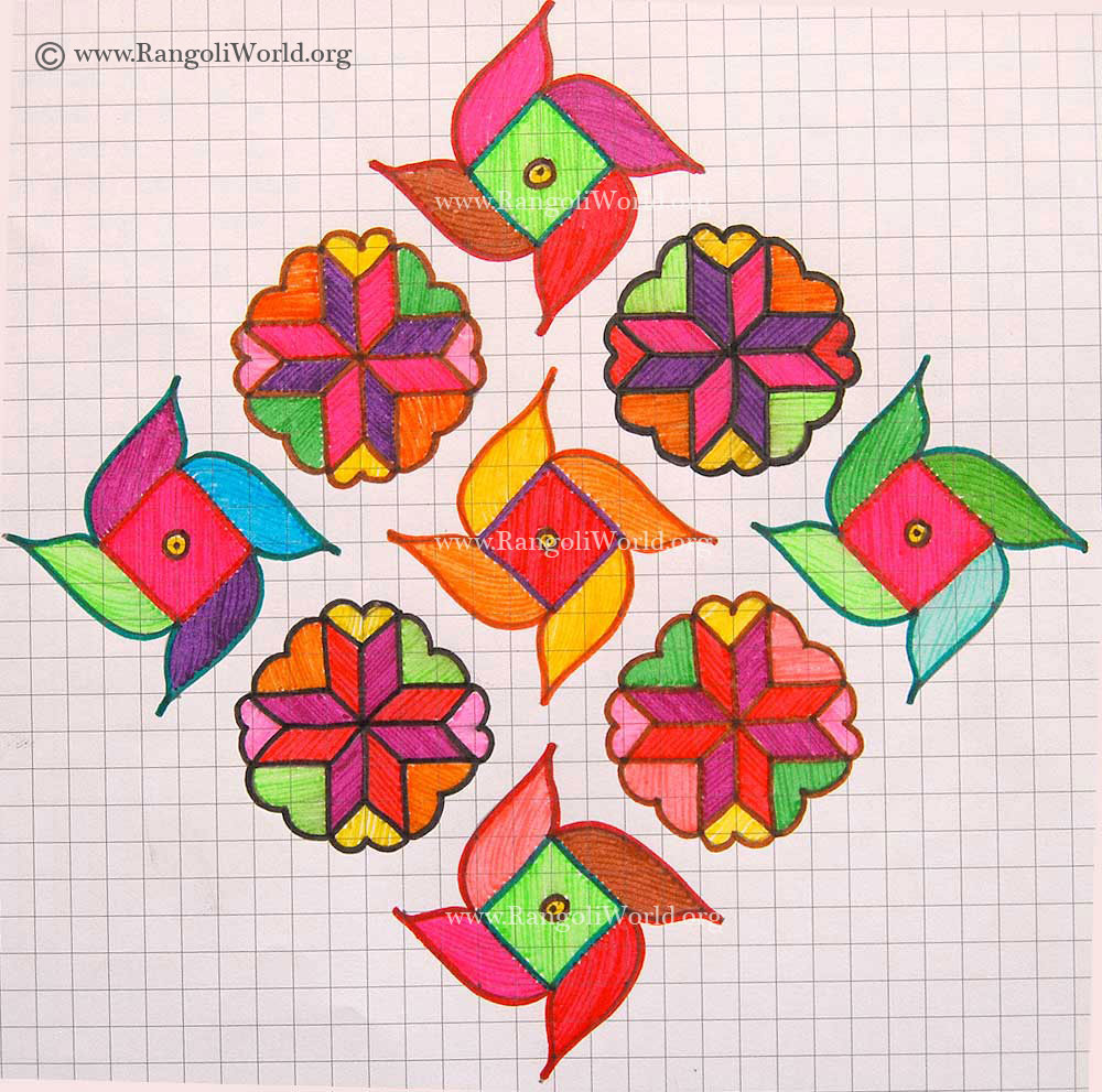 Swastika Flowers Kolam