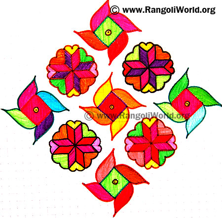 Swastika Flowers Kolam