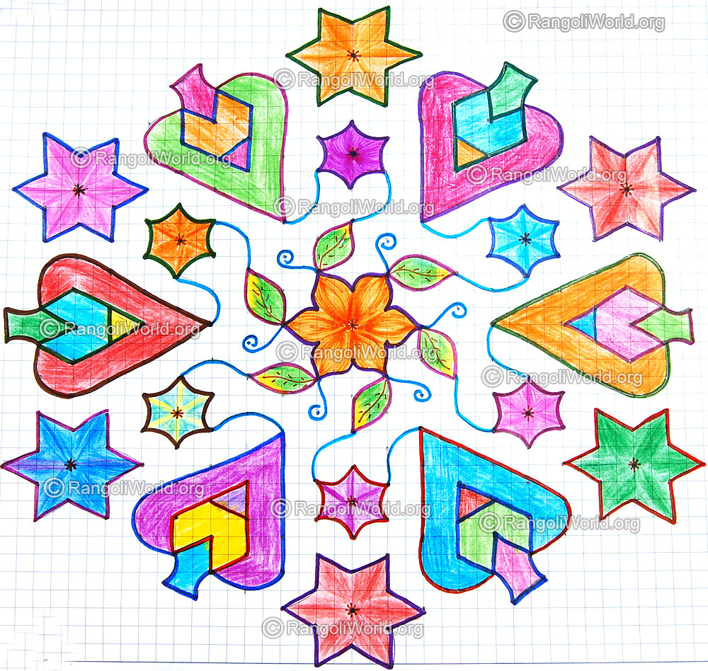 Colorful star kolam