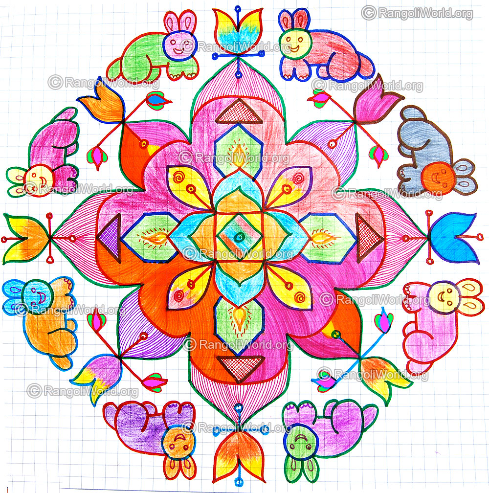Rabbit vilakku kolam