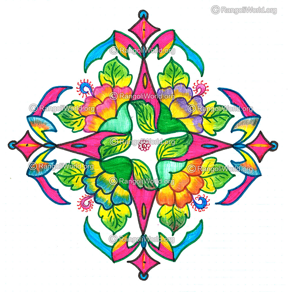 Flowers with leaf kolam margazhi dec jan 2016