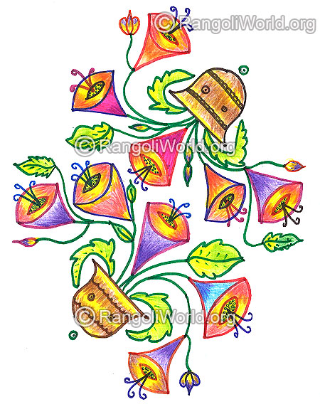 Blooming flowers in pots kolam margazhi dec jan 2016