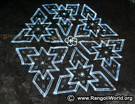 Double stroke kolam design for new year 2019