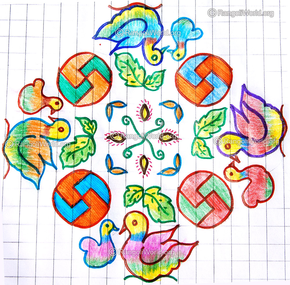 Duck with duckling kolam