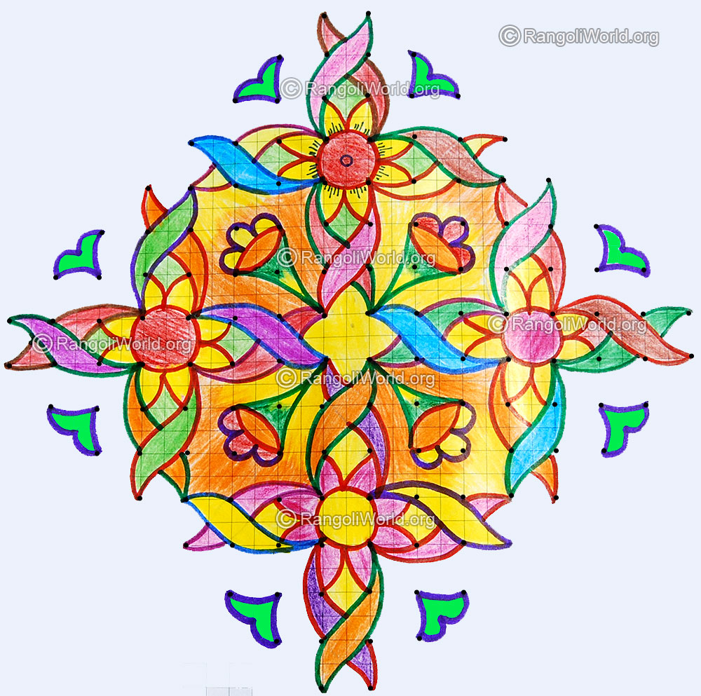 New year kolam design with dots