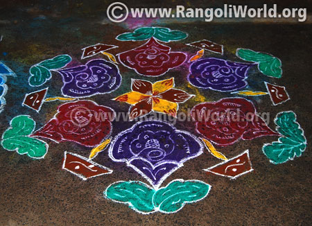 Flower deepam rangoli design jan 2016