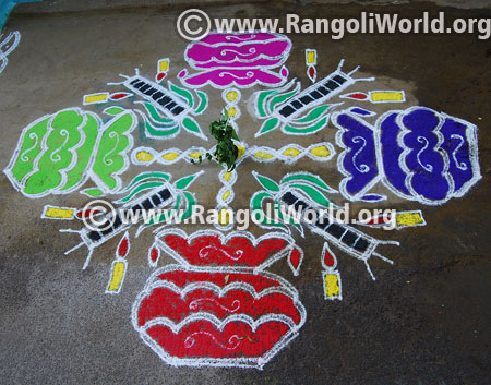 Pongal sugar cane candle rangoli jan 2016