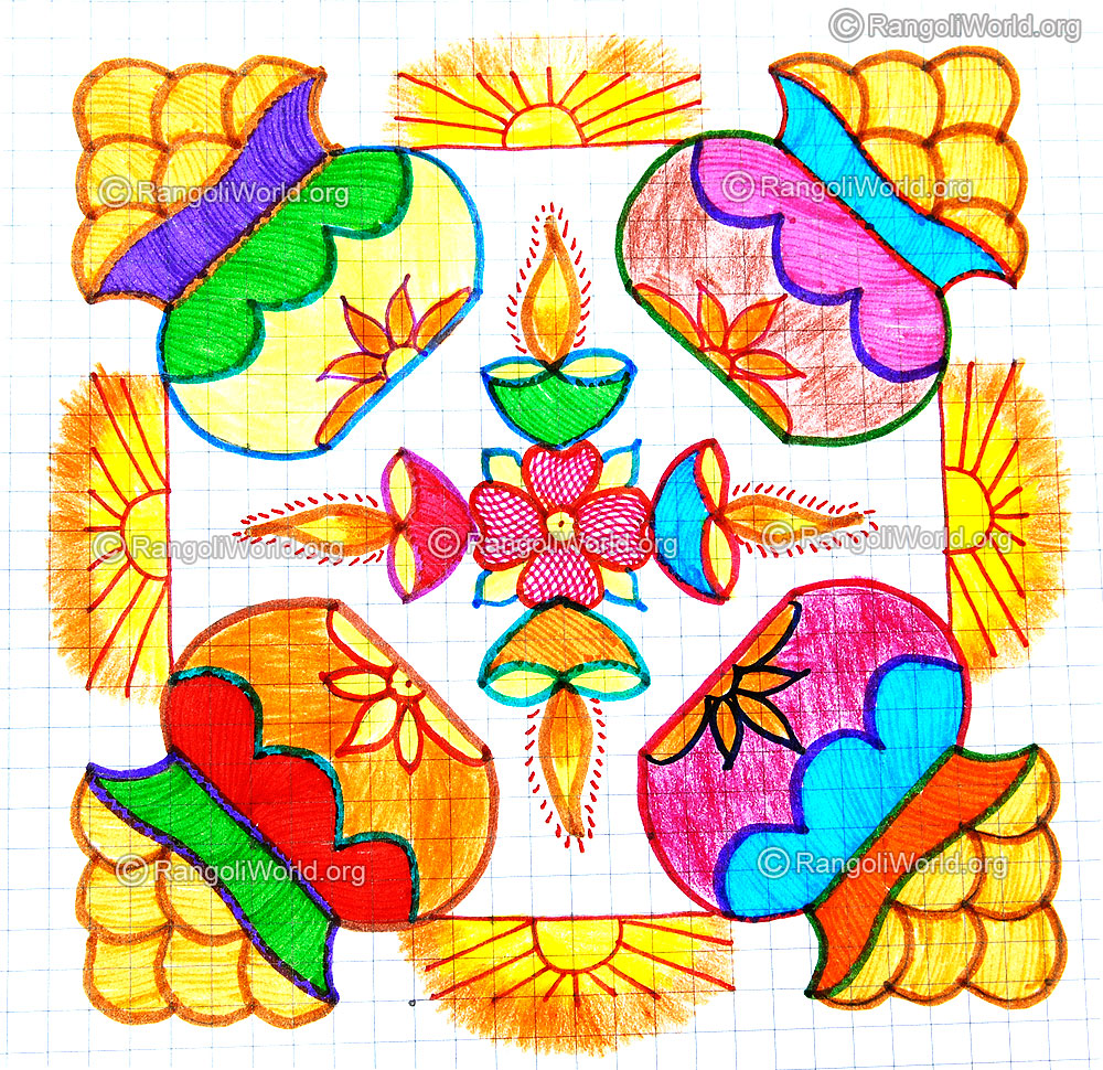 Pongal sunrise vilaku kolam