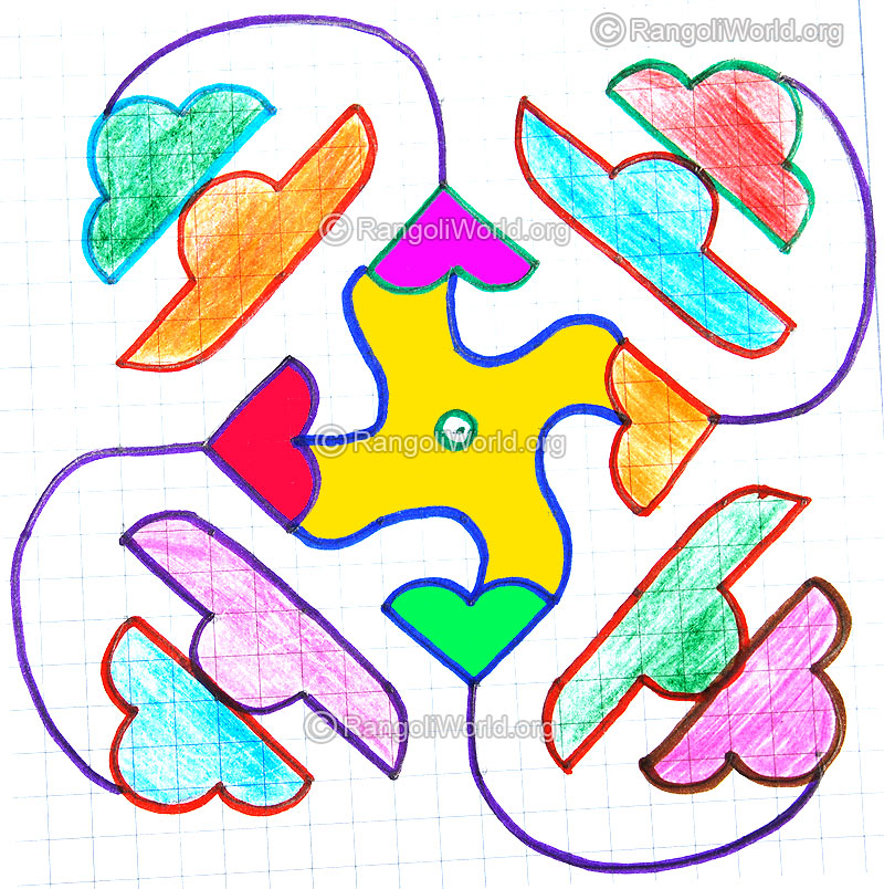 Simple flower kolam jan 2015