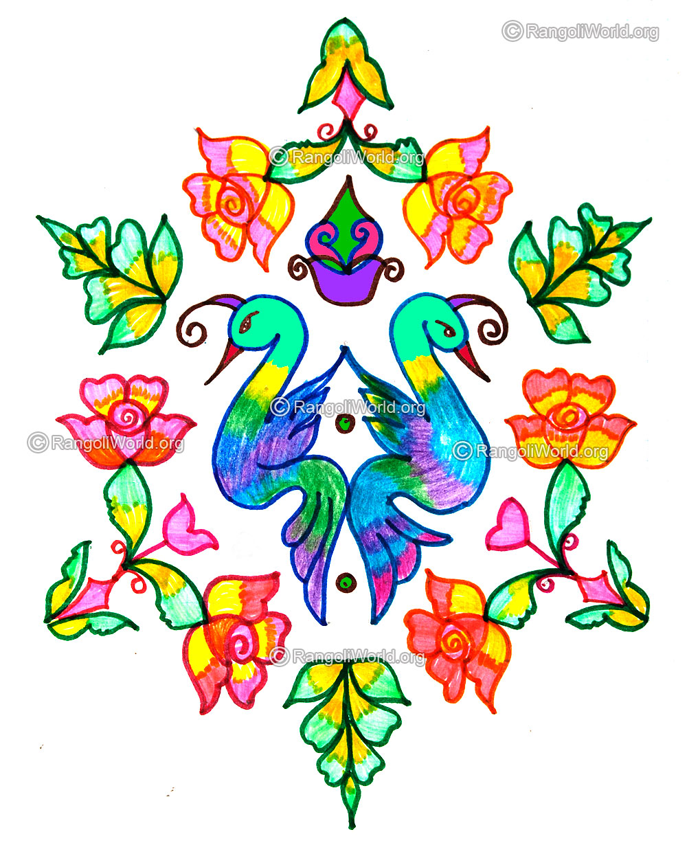 Peacock and rose kolam jan 2016