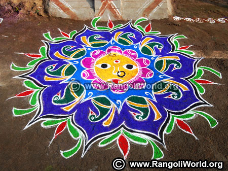 Big goddess peacock rangoli design 2019