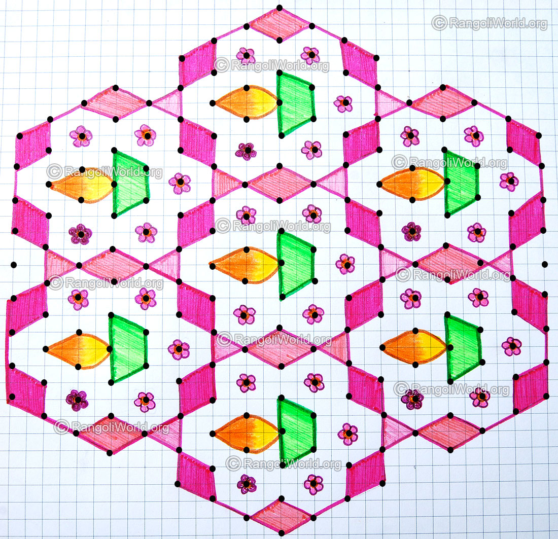 Karthigai Lamp Kolam With Dots