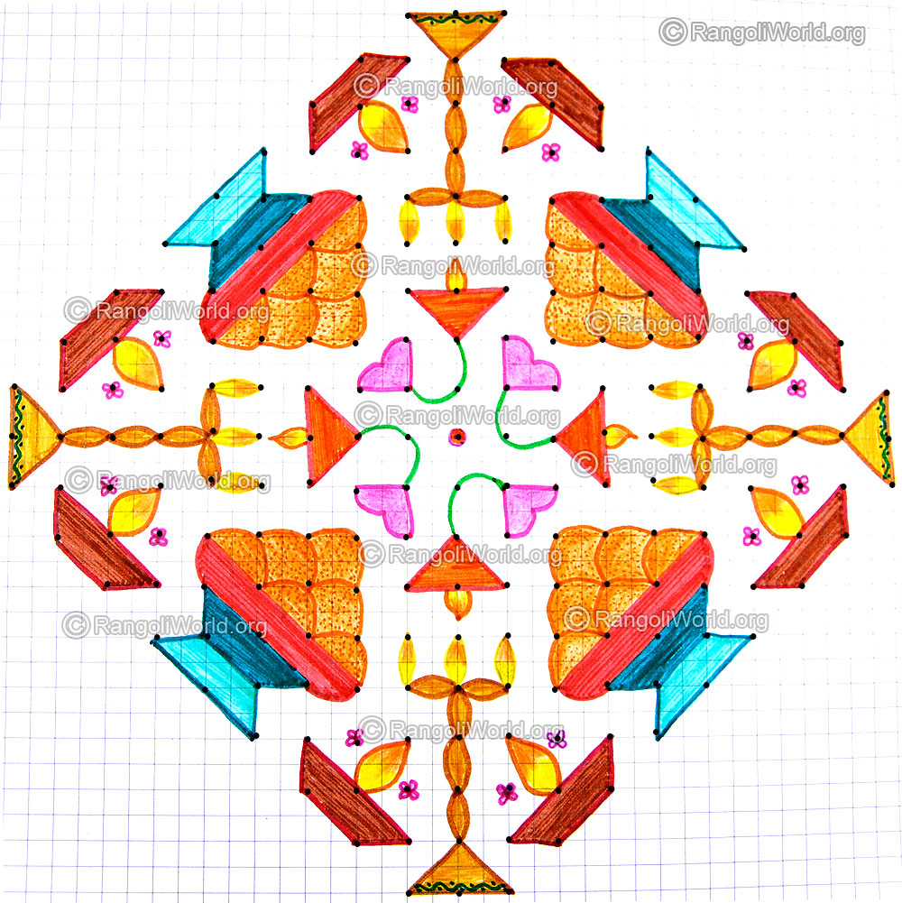Pongal deepam kolam with dots