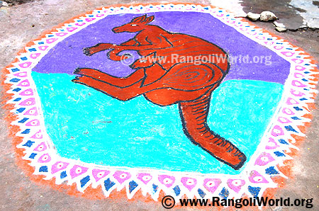 Australian national animal kangaroo rangoli