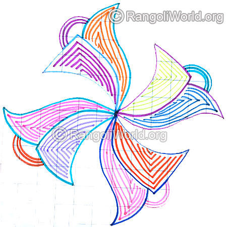 Simple swastika flower kolam april14 2015